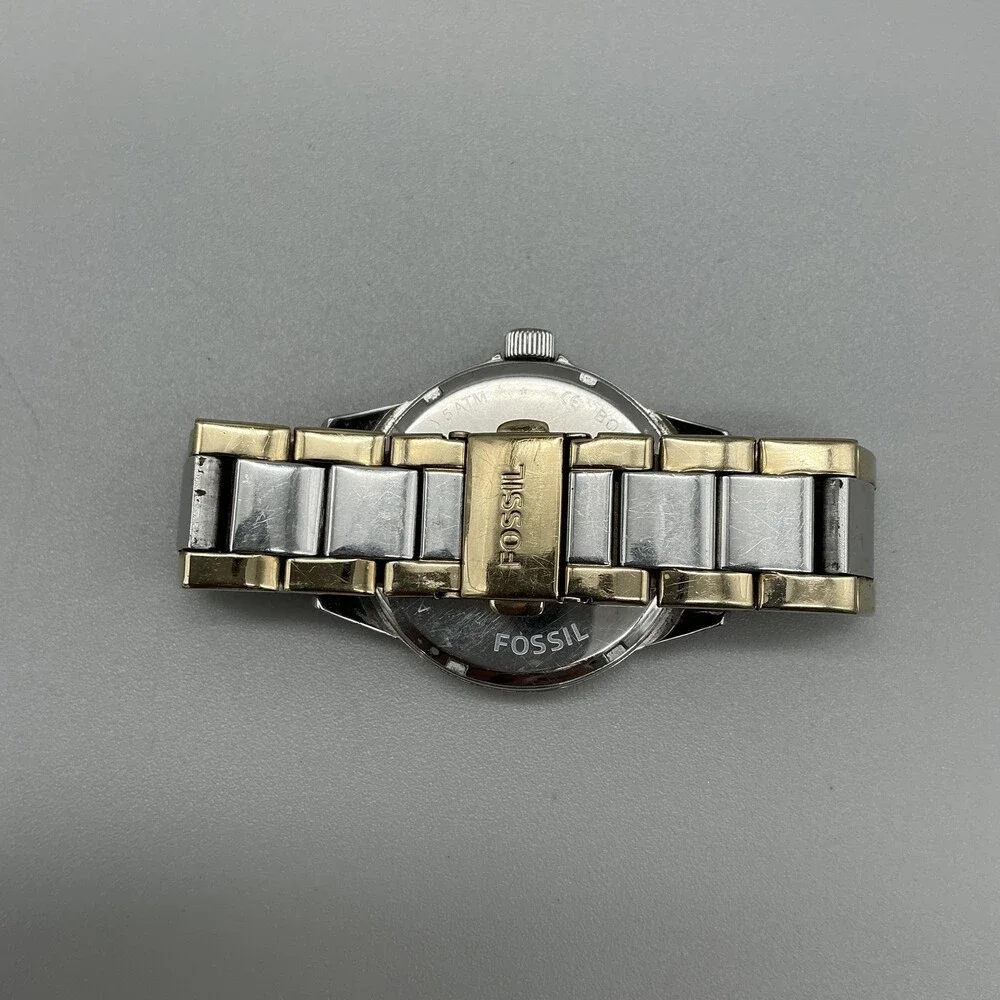 Fossil Blythe Womens Watch 38mm MOP Two Tone Crystal Date New Battery 5.75